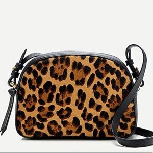 J. Crew Leopard Leather and  Calf-hair Crossbody